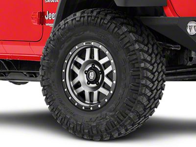 XD Machete Matte Gray with Black Ring Wheel; 17x9; 18mm Offset (18-25 Jeep Wrangler JL)