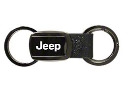 Jeep Leather Tri-Ring Key Fob; Gunmetal