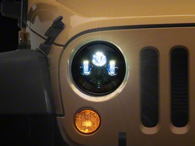 LED DRL Projector Headlights; Black Housing; Clear Lens (07-18 Jeep Wrangler JK)