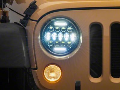 LED DRL Projector Headlights; Black Housing; Clear Lens (07-18 Jeep Wrangler JK)