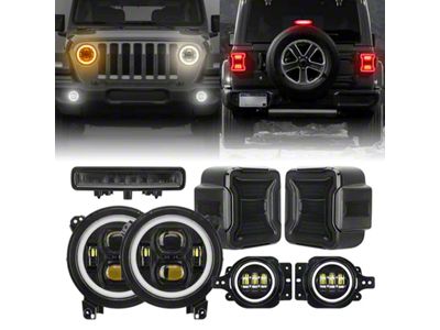 LED Halo Headlight, LED Fog Light, LED Third Brake Light and LED Tail Light Package (18-25 Jeep Wrangler JL w/ Factory Halogen Tail Lights)