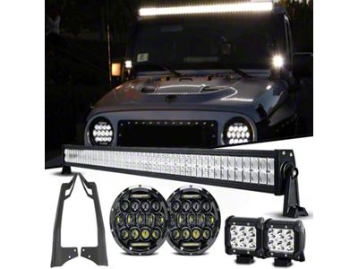 LED Headlights with A-Pillar Pod Lights and 52-Inch LED Light Bar (07-18 Jeep Wrangler JK)
