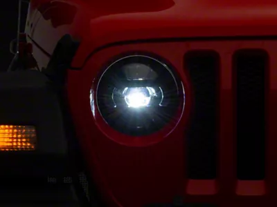 LED Projector Headlights; Black Housing; Clear Lens (18-25 Jeep Wrangler JL)