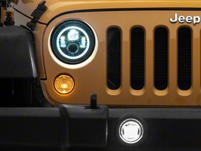 LED DRL Halo Projector Headlights and Fog Lights; Black Housing; Clear Lens (07-18 Jeep Wrangler JK)