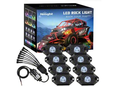 LED RGB Rock Lights with Bluetooth Controler; Set of 8 (Universal; Some Adaptation May Be Required)