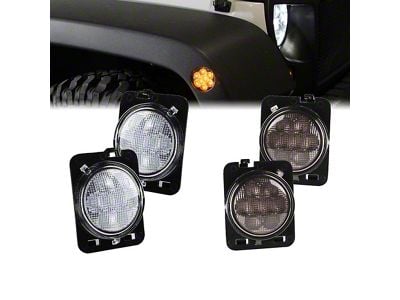 LED Side Marker Fender Lights; Smoked (07-18 Jeep Wrangler JK)
