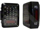 LED Tail Lights; Black Housing; Clear Lens (07-18 Jeep Wrangler JK)