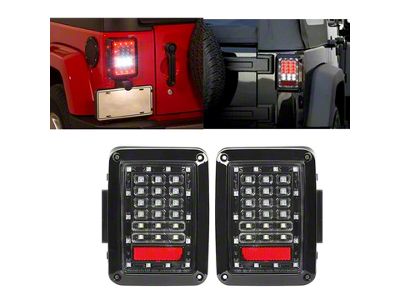 LED Tail Lights; Black Housing; Smoked Lens (07-18 Jeep Wrangler JK)