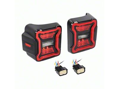 LED Tail Lights; Black Housing; Smoked Lens (18-25 Jeep Wrangler JL w/ Factory Halogen Tail Lights)