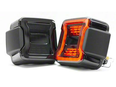 LED Tail Lights; Black Housing; Smoked Lens (18-25 Jeep Wrangler JL w/ Factory Halogen Tail Lights)