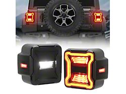 LED Tail Lights; Black Housing; Smoked Lens (18-26 Jeep Wrangler JL w/ Factory Halogen Tail Lights)