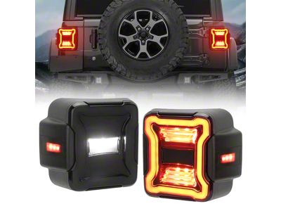 LED Tail Lights; Black Housing; Smoked Lens (18-25 Jeep Wrangler JL w/ Factory Halogen Tail Lights)
