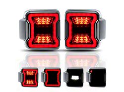 LED Tail Lights; Black Housing; Smoked Lens (18-26 Jeep Wrangler JL w/ Factory Halogen Tail Lights)
