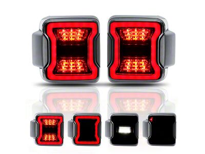 LED Tail Lights; Black Housing; Smoked Lens (18-26 Jeep Wrangler JL w/ Factory Halogen Tail Lights)