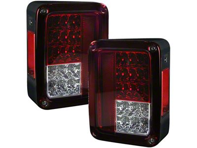 LED Tail Lights; Chrome Housing; Red Lens (07-18 Jeep Wrangler JK)