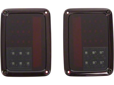 LED Tail Lights; Black Housing; Red Smoked Lens (07-18 Jeep Wrangler JK)