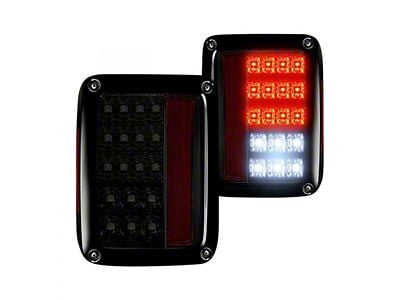 LED Tail Lights; Black Housing; Smoked Lens (07-18 Jeep Wrangler JK)