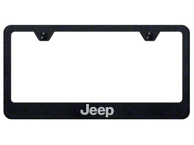 Jeep Laser Etched Stainless Steel License Plate Frame; Rugged Black (Universal; Some Adaptation May Be Required)