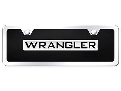 Wrangler Mini License Plate; Chrome on Black Acrylic (Universal; Some Adaptation May Be Required)