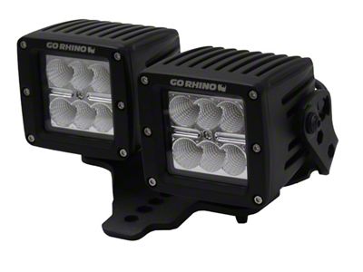 Go Rhino Dual 3-Inch Cube Light Hood Hinge Mount; Textured Black (18-25 Jeep Wrangler JL, Excluding 4xe)