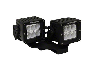 Go Rhino Dual 3-Inch Cube Light Center Hood Mount; Textured Black (18-25 Jeep Wrangler JL, Excluding 4xe)