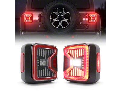 Linear Series LED Tail Lights; Black Housing; Clear Lens (18-25 Jeep Wrangler JL w/ Factory Halogen Tail Lights)