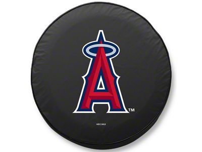 Los Angeles Angels Spare Tire Cover with Camera Port; Black (18-25 Jeep Wrangler JL)