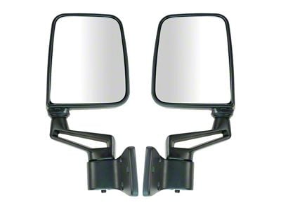 Manual Mirrors; Paint to Match Black (87-02 Jeep Wrangler YJ & TJ w/ Half Doors)