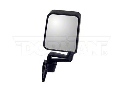 Manual Non-Heated Side Mirror with Bracket; Driver Side; Black (87-93 Jeep Wrangler YJ)