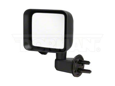 Manual Non-Heated Side Mirror; Driver Side; Black (07-18 Jeep Wrangler JK)