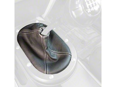 Manual Transmission Shifter Boot; Black Leather with Blue Stitching (07-10 Jeep Wrangler JK)