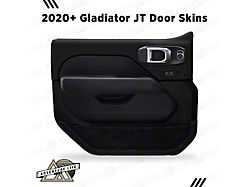 Matte Black Interior Door Skins; Front and Rear; Gloss Black Outline (18-26 Jeep Wrangler JL 4-Door w/ Power Locks & Windows)