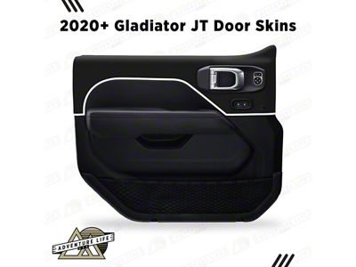 Matte Black Interior Door Skins; Front; White Outline (18-26 Jeep Wrangler JL w/ Power Locks & Windows)