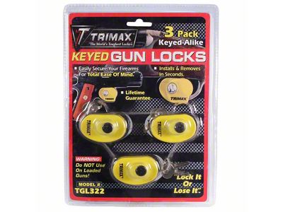 Max Security Keyed Gun Locks; 3-Pack