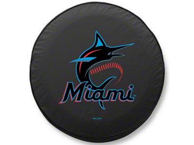 Miami Marlins Spare Tire Cover; Black (76-18 Jeep CJ7, Wrangler YJ, TJ & JK)