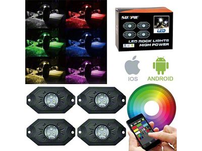 Mini RGBW 4-Pod Hexagonal Series LED Rock Lights (Universal; Some Adaptation May Be Required)