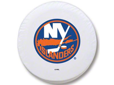 New York Islanders Spare Tire Cover with Camera Port; White (18-25 Jeep Wrangler JL)
