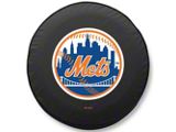 New York Mets Spare Tire Cover with Camera Port; Black (18-26 Jeep Wrangler JL)