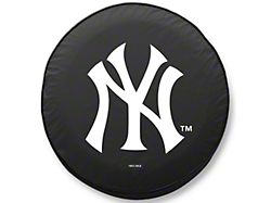 New York Yankees Spare Tire Cover with Camera Port; Black (18-25 Jeep Wrangler JL)