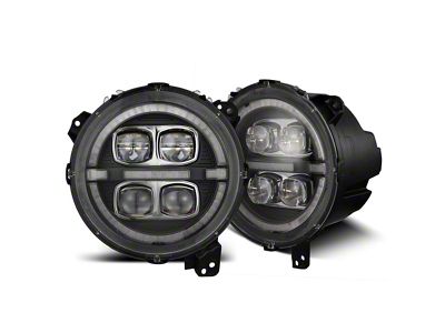 AlphaRex NOVA-Series LED Projector Headlights; Black Housing; Clear Lens (18-25 Jeep Wrangler JL)