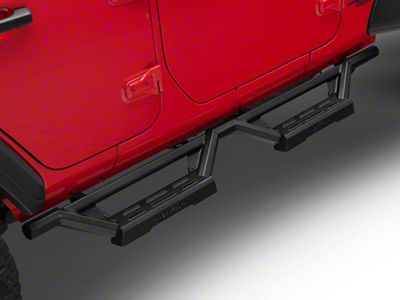 Octagon Tube Drop Style Nerf Side Step Bars; Black (18-25 Jeep Wrangler JL 4-Door)