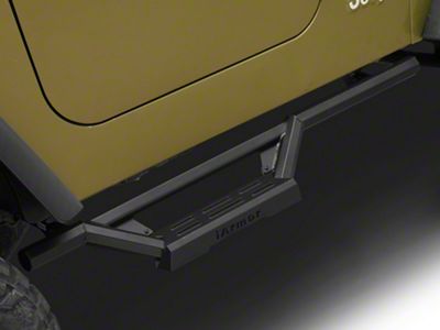 Octagon Tube Drop Style Nerf Side Step Bars; Black (87-06 Jeep Wrangler YJ & TJ, Excluding Unlimited)