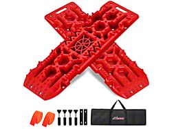 Off-Road Recovery Traction Board Kit with Jack Lift Base; Red