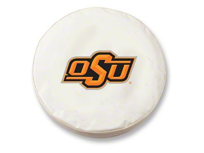 Oklahoma State University Spare Tire Cover; White (66-18 Jeep CJ5, CJ7, Wrangler YJ, TJ & JK)