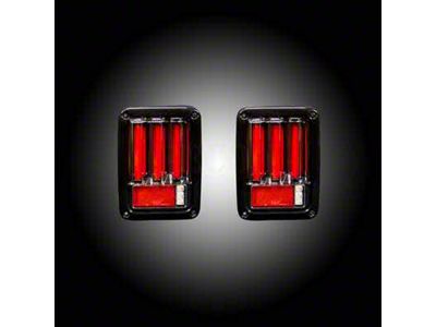 OLED Bar-Style LED Tail Lights; Black Housing; Red Smoked Lens (07-18 Jeep Wrangler JK)