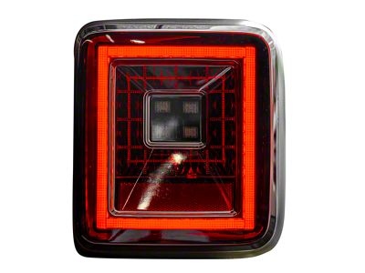 OLED Tail Lights; Black Housing; Red Smoked Lens (18-25 Jeep Wrangler JL w/ Factory Halogen Tail Lights)