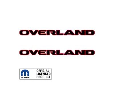 Overland Hood Graphic; Black with Red Outline (18-25 Jeep Wrangler JL)