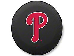 Philadelphia Phillies Spare Tire Cover with Camera Port; Black (18-25 Jeep Wrangler JL)
