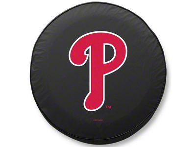 Philadelphia Phillies Spare Tire Cover with Camera Port; Black (18-25 Jeep Wrangler JL)