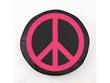 Pink Peace Sign Spare Tire Cover; Black (66-18 Jeep CJ5, CJ7, Wrangler YJ, TJ & JK)